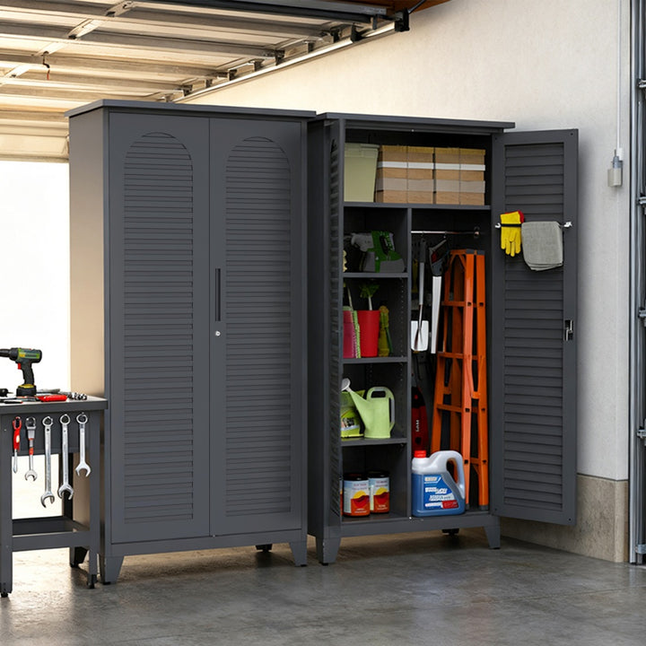 73'' Tall Metal Tool Storage Cabinet, With Ample Storage Space For Garage,Warehouse,Garden,Office, Living Room,Bathroom,Utility Room Slate