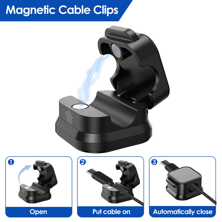 6-Pack Magnetic Cable Clips — Adhesive Wire & Cord Organizer for Desk, Nightstand, Car & Wall (Home & Office)