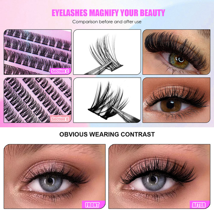 12-Row Segmented Lash Clusters — 150 Individual Lash Fans for DIY Extensions