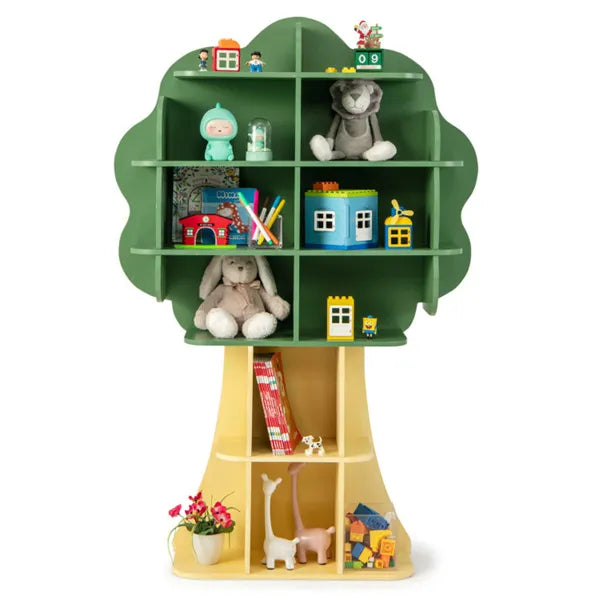 Green Kids Bookcase & Toy Storage Organizer — Open Shelf Bookshelf for Children's Room, Playroom & Study