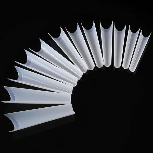 500-Piece C-Curve Half Cover False Nail Tips — Extra Long French Nail Extensions, Salon Value Pack