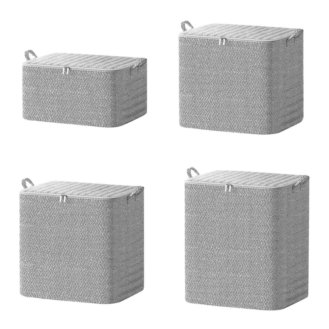 4 Pack Foldable Non Woven Storage Bags Closet Organizers Wardrobe Sorting Baskets With 2 Handles Dustproof Lid Zipper For Clothes Quilt 30L 110L 150L 220L