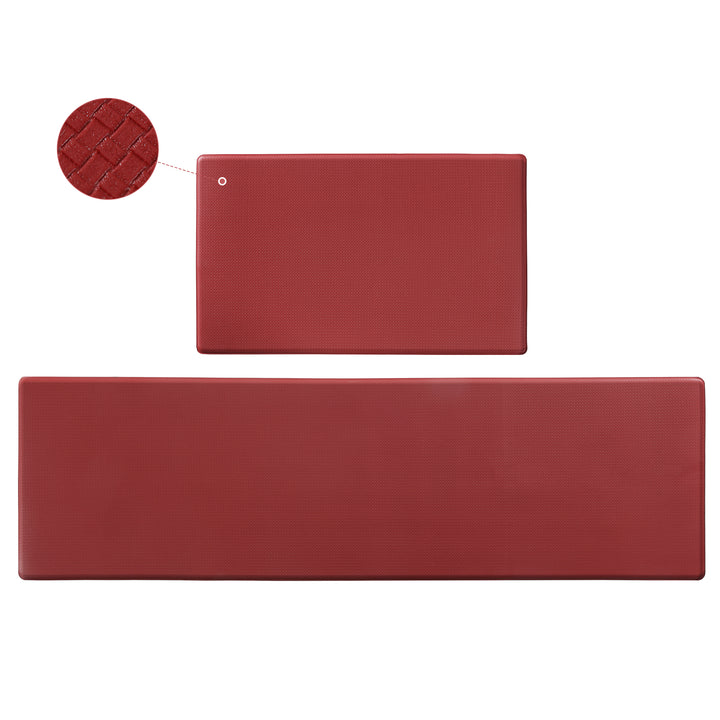 Kitchen Floor Mat 2-Piece Set — Non-Slip, Waterproof & Easy-Scrub Anti-Fatigue Mats for Home Kitchen (Brown)