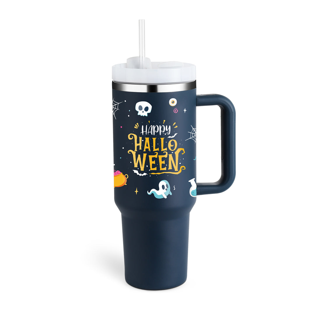 40 oz Insulated Tumbler with Handle & Straw — Stainless Steel Spill-Proof Vacuum Mug for Car, Gym, Office & Travel (30+ Colours)