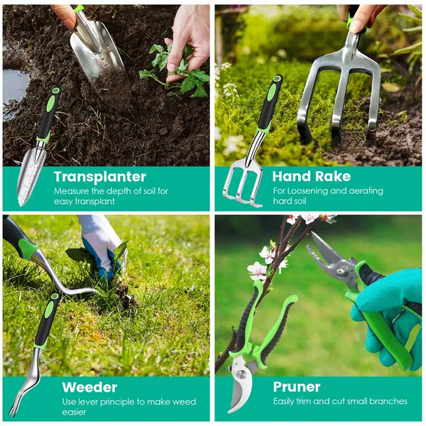 13Pcs Garden Tool Set Aluminum Alloy Gardening Hand Tools Starter Kit With Garden Bag Outdoor Hand Tools
