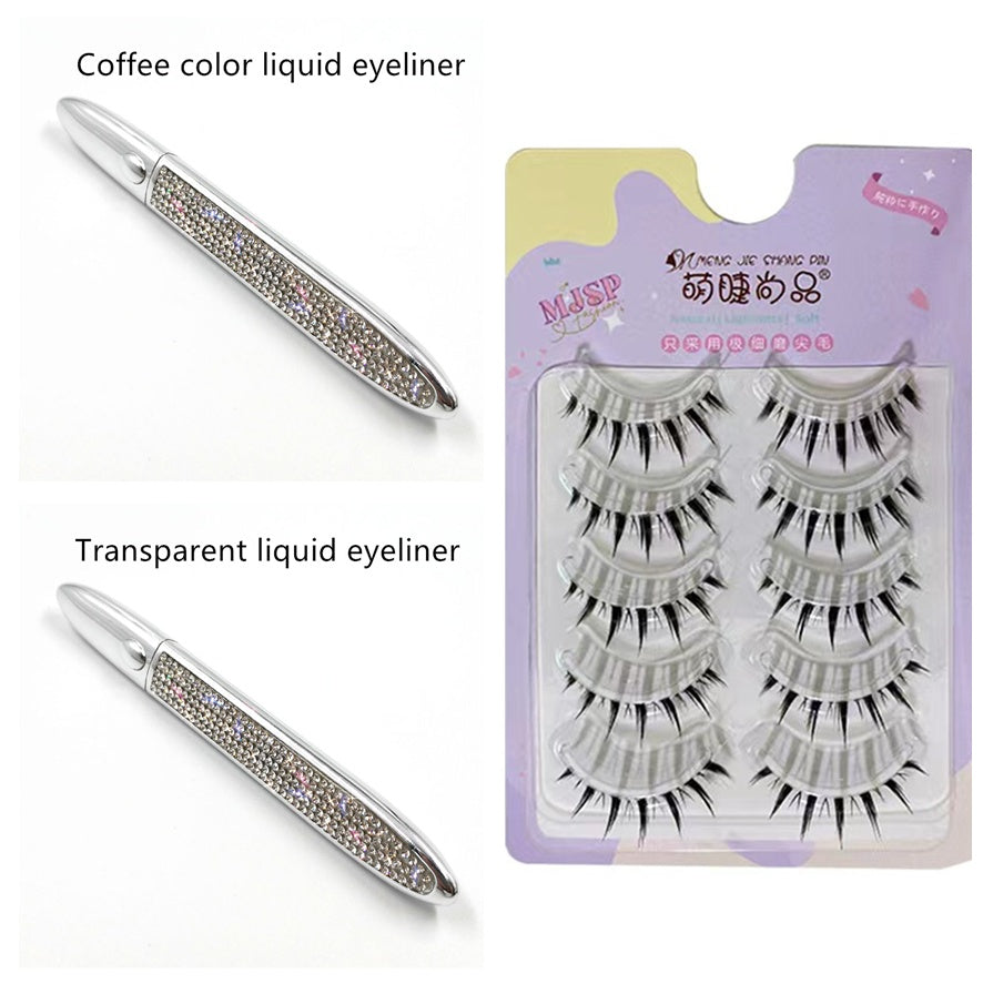 Self-Adhesive Eyeliner False Lashes — 25+ Styles, 3 Liner Colours (Black / Coffee / Transparent)