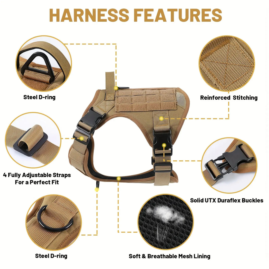 American Local Tactical Pet Boobs Service Dog Harness Vest Adjustable Reflective Dog Harness Metal Buckle Hiking Training