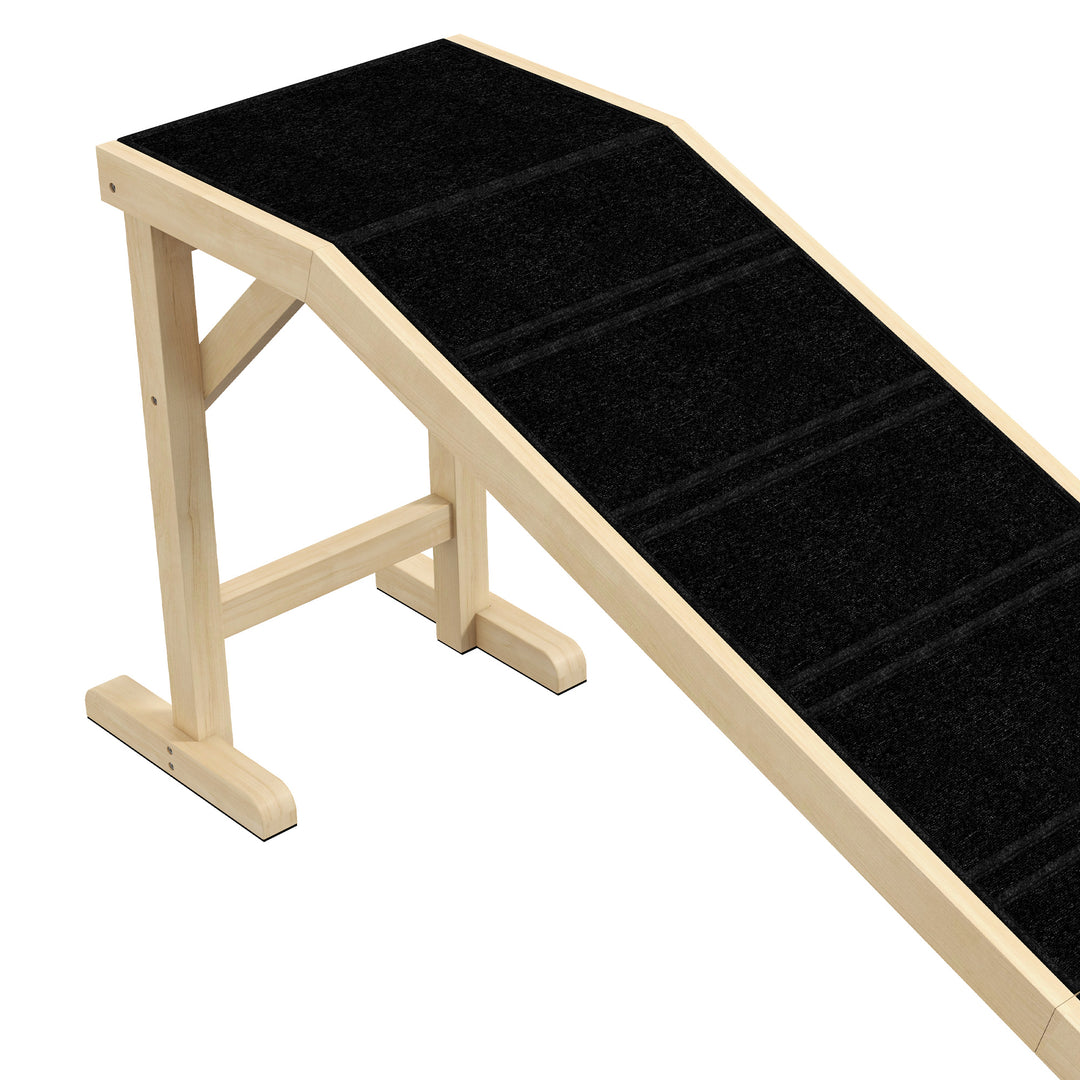 Wooden Pet Ramp for Dogs & Cats – Anti-Slip Carpet Pet Stair Ramp