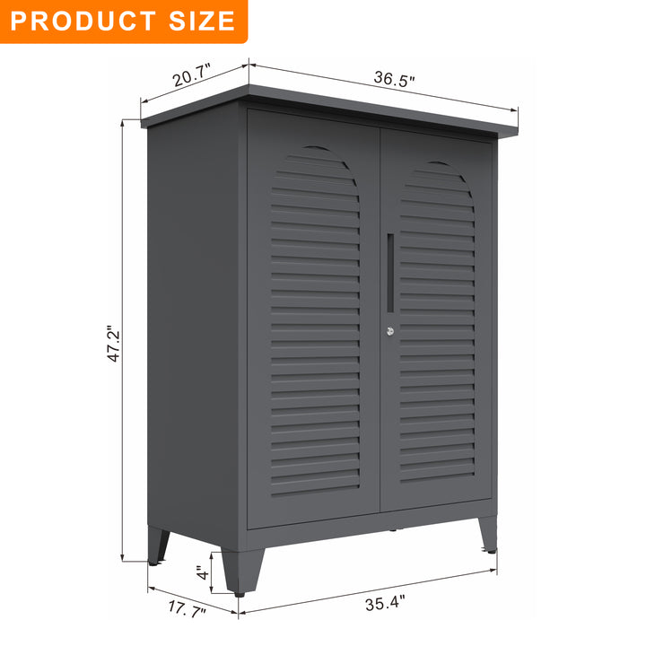 47in Tall Metal Tool Storage Cabinet — Multi-Room Organiser for Garage, Garden, Office & Utility Room (Slate)