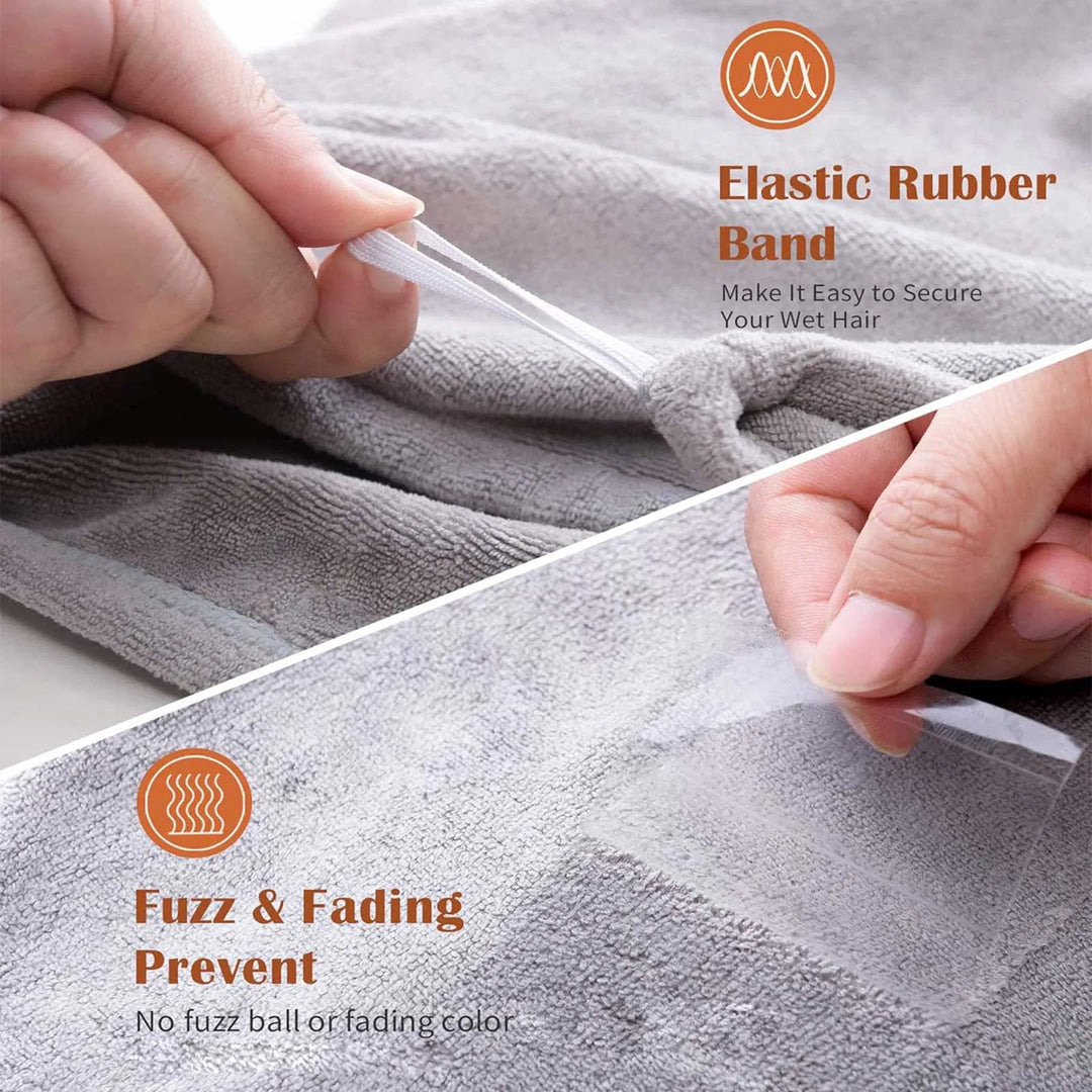 3-Pack Microfiber Hair Towel Wraps — Ultra-Absorbent Turbans for Curly, Long & Thick Hair (Blue, Grey & Pink)