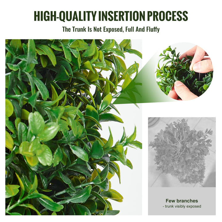 Artificial Boxwood Topiary Trees — 36in Set of 2, UV-Rated Greenery with Extra Leaves, Pot & Decoration, Indoor/Outdoor