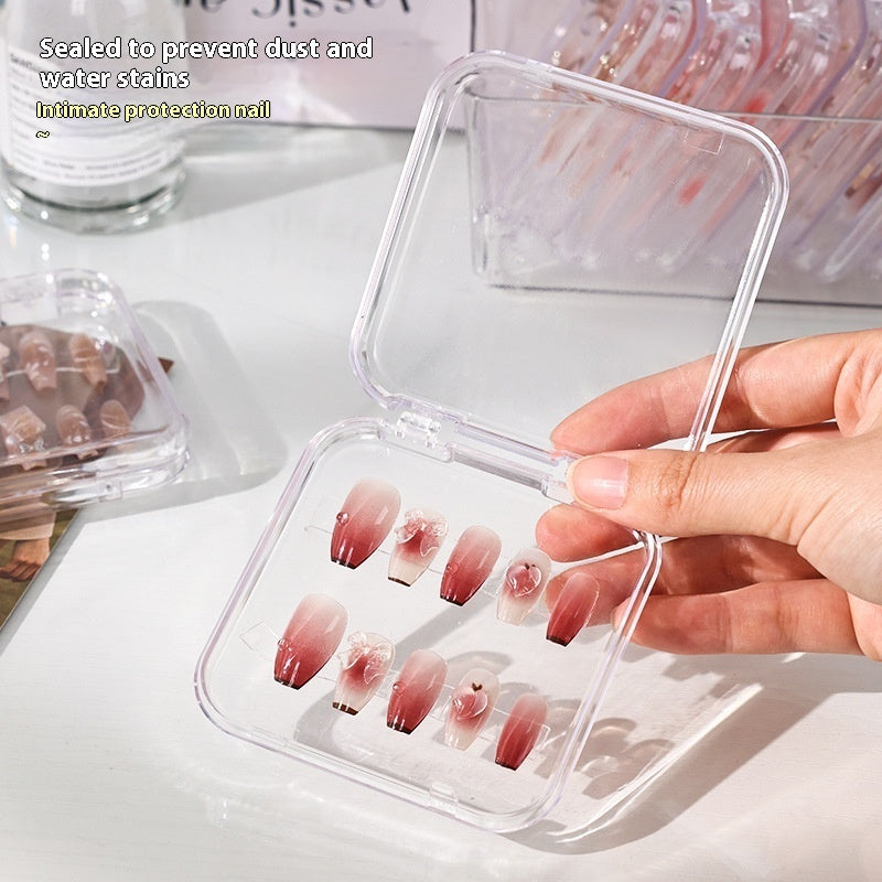 Clear Press-On Nail Storage Box — Transparent Organiser for Handmade Wearable Nails, 10-Slot