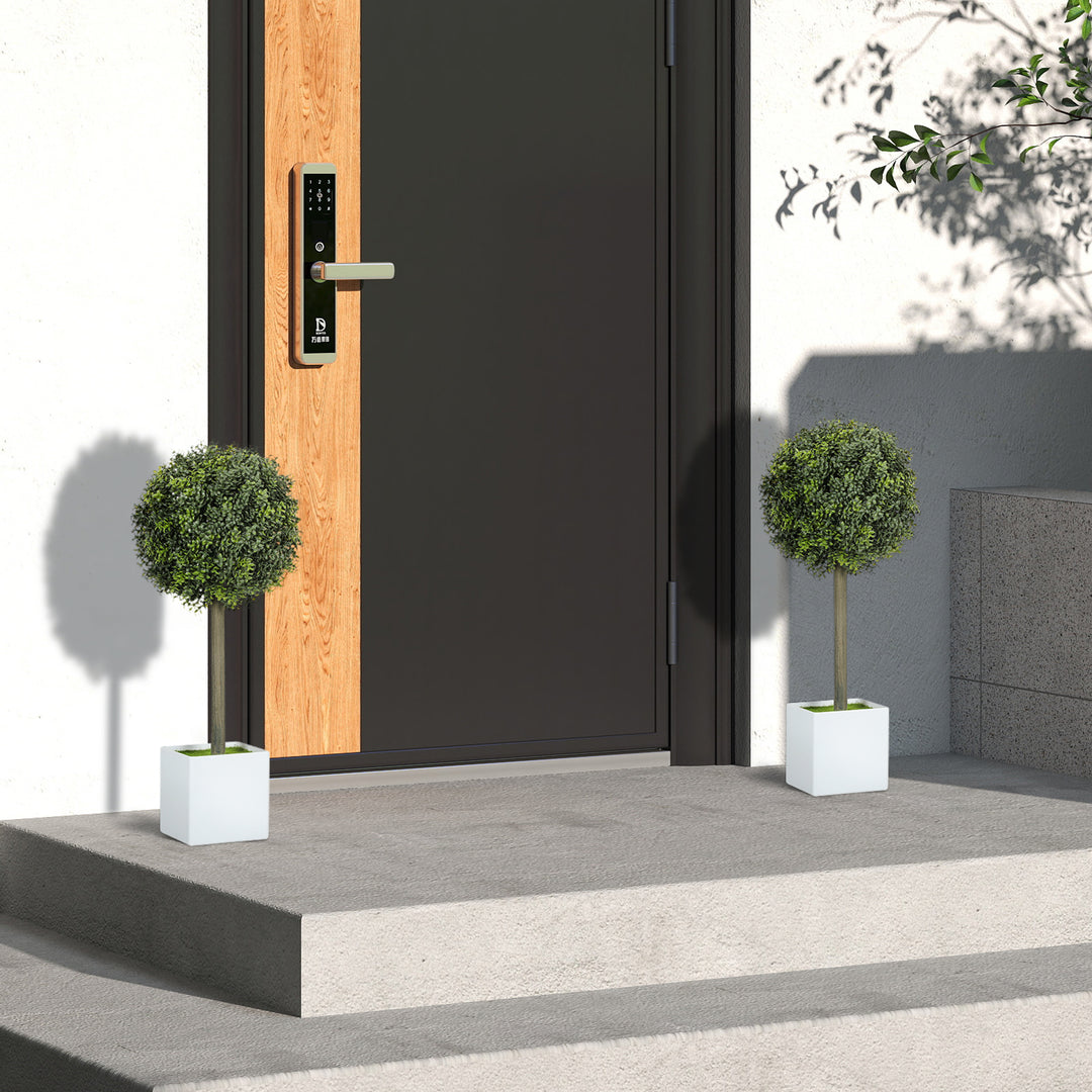 Lifelike Artificial Plants Set of 2, Fake Boxwood Topiary Balls with 114 PE Leaves for Home or Office Decor, Green