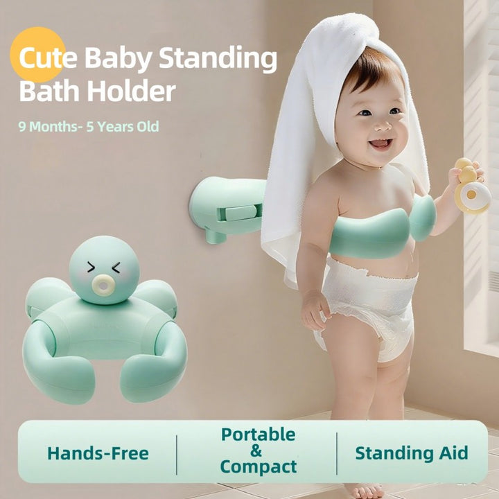 MiniJones Baby Bath Stand — Suction Cup Wall-Mounted Adjustable Width Portable Shower Holder for Infants