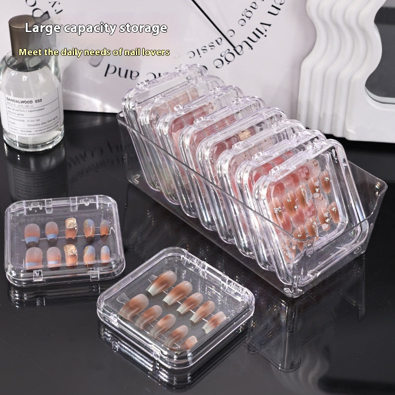 Clear Press-On Nail Storage Box — Transparent Organiser for Handmade Wearable Nails, 10-Slot