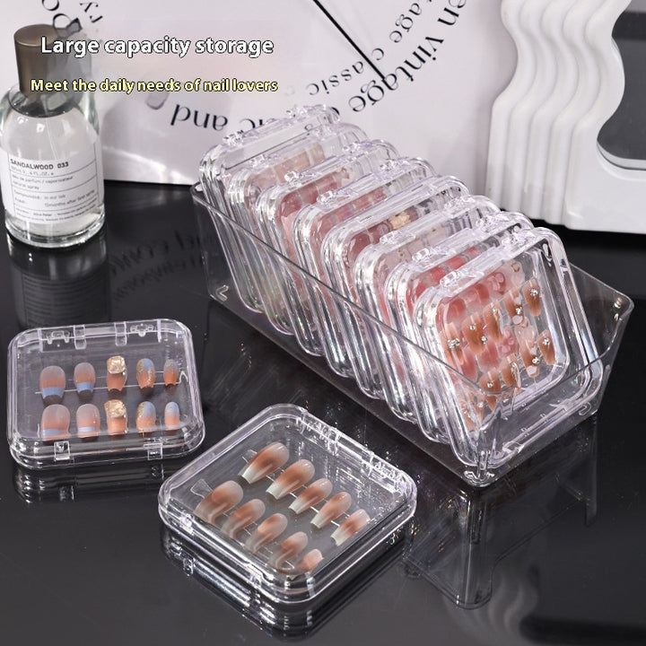 Clear Press-On Nail Storage Box — Transparent Organiser for Handmade Wearable Nails, 10-Slot