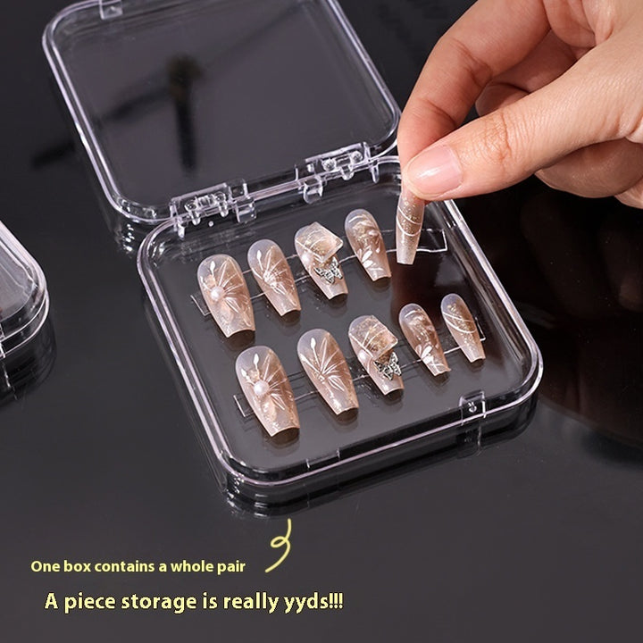 Clear Press-On Nail Storage Box — Transparent Organiser for Handmade Wearable Nails, 10-Slot