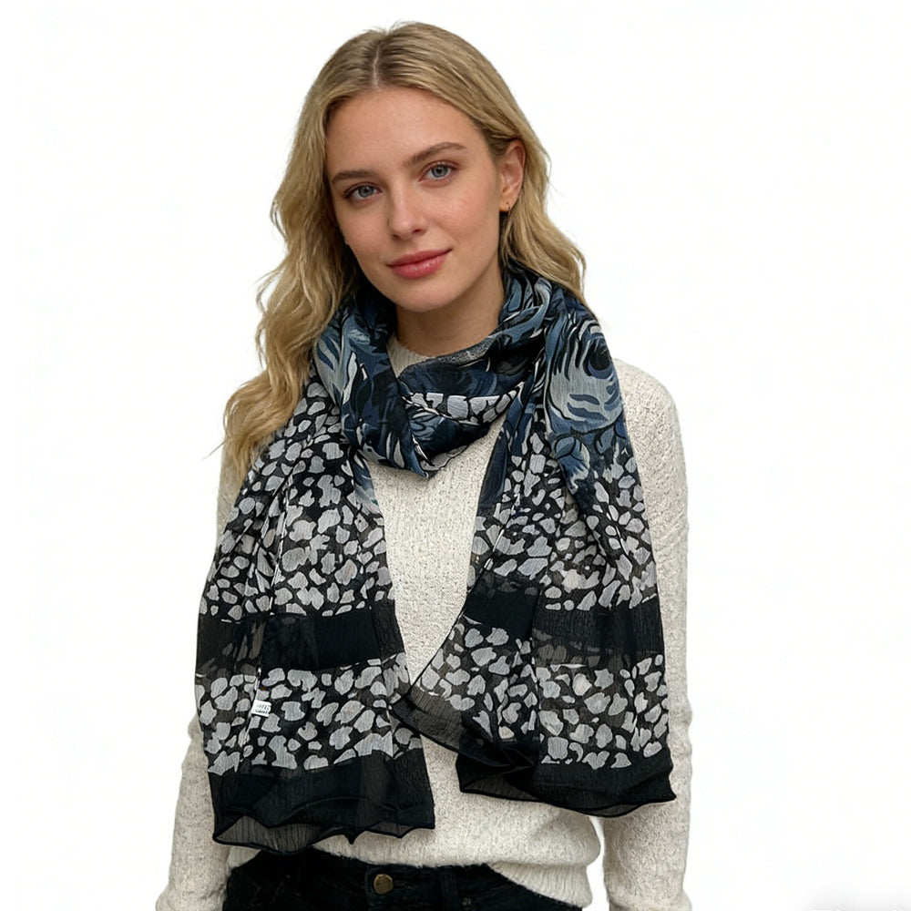 Classic Imeless Black Scroll Everyday Scarf,Black Scarf,Versatile Everyday Scarf ,Pairs With All Casual Outfits,Office Appropriate Subtlety For Women Men