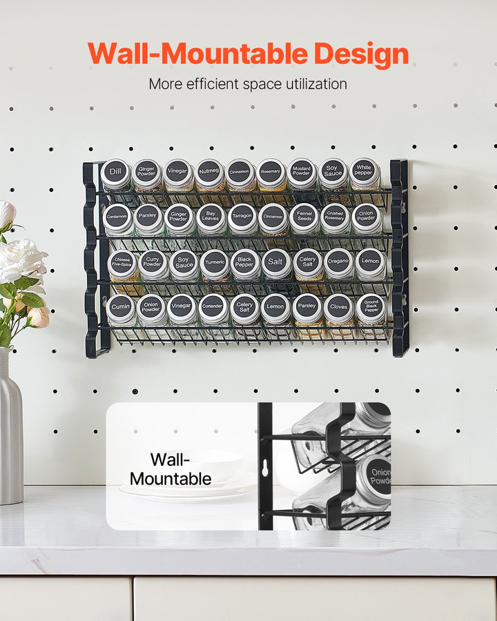 Large Spice Rack Organizer — 23×16in Cabinet & Countertop Seasoning Organizer (Black)