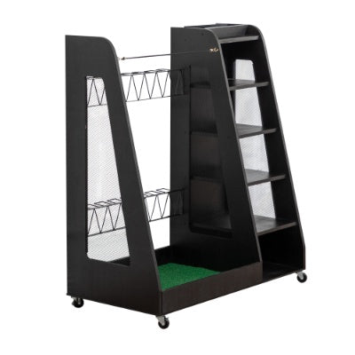 Premium Wooden Golf Bag Organizer — 2-Bag Storage Rack for Garage, Shed, Car & Basement (Black/Brown)