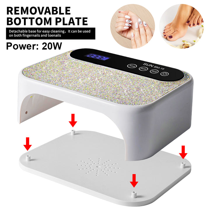 Cordless UV Nail Lamp, Rechargeable UV Gel Nail Light, Sparkling Rhinestones Diamond UV Light, Professional Fast Curing Nail Dryer With 3 Timers Touch Control Auto Sensor For Salon & Home
