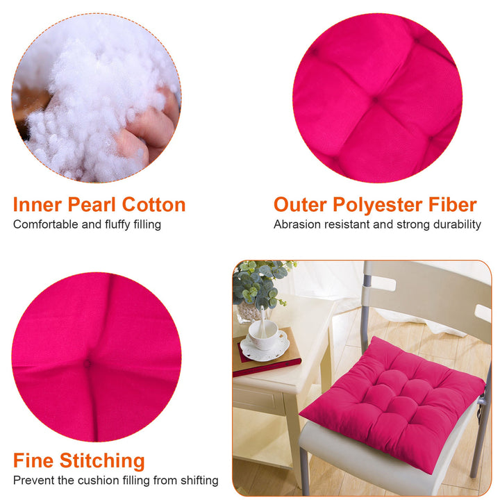 4-Piece Tie-On Chair Cushion Pads — 17.72×17.72 in Soft Square Seat Mats for Home, Office, Car & Travel (4 Colours)