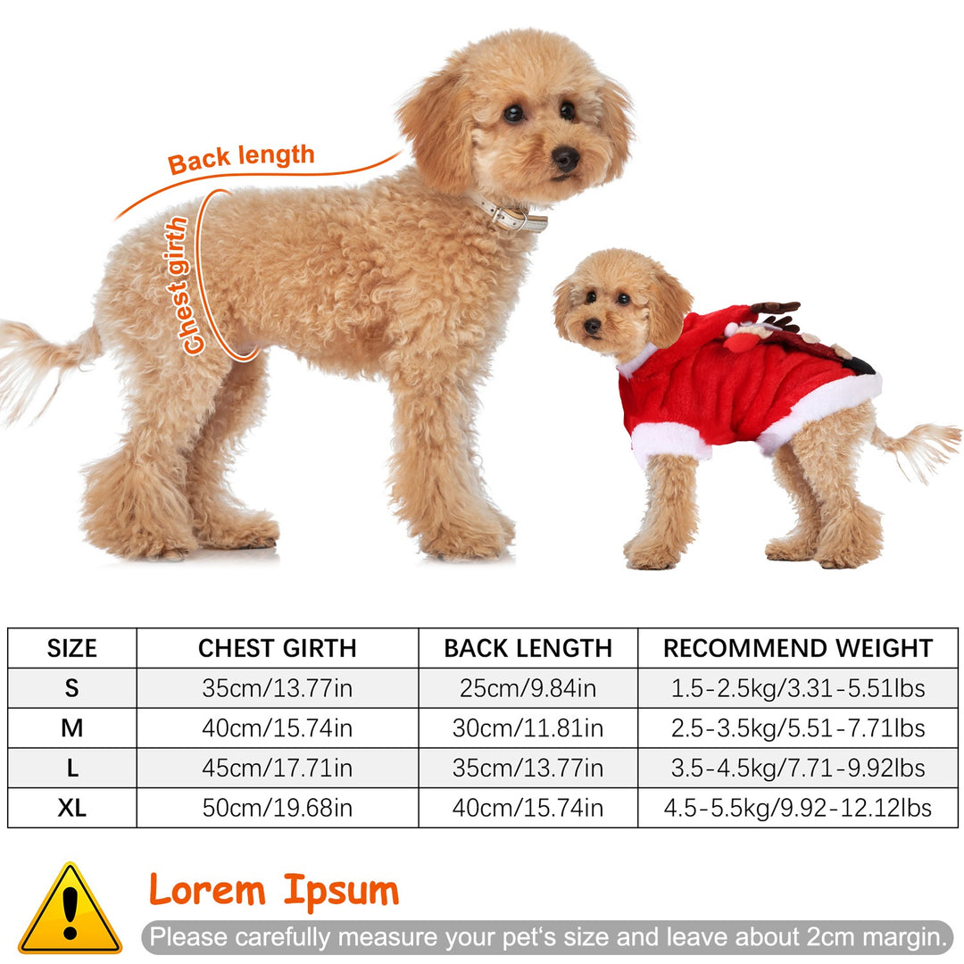 Pet Christmas Costume – Santa Claus Reindeer Outfit for Dogs & Cats