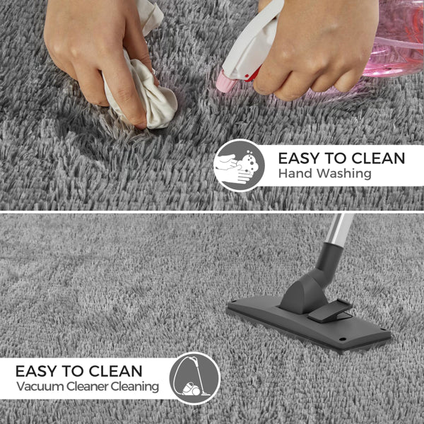6×9 ft Grey Fluffy Shag Area Rug — Extra Large Plush Soft Non-Slip Indoor Carpet for Living Room, Bedroom & Playroom