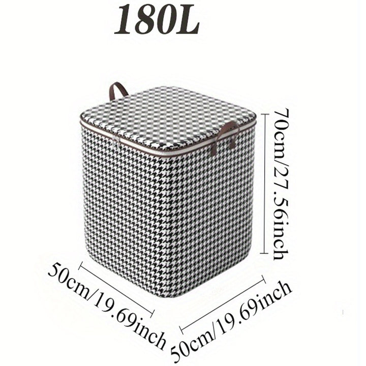 3pcs Mixed Set,100L 140L 180L,Stylish Foldable Zippered Storage Bags, Travel Organizer,Large Capacity, Portable, Moisture-Proof Non-Woven Fabric Solution, Houndstooth Print