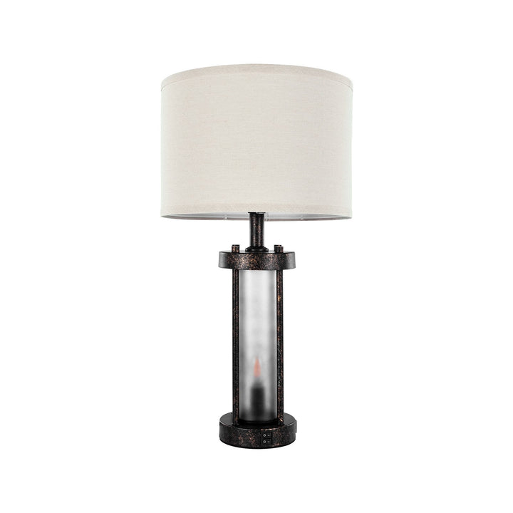 Set of 2 Farmhouse Bedside Nightstand Lamps with USB Ports — Desk Lamp for Bedroom & Living Room