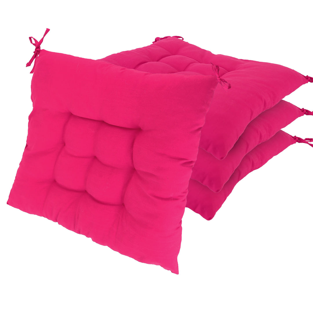 4-Piece Tie-On Chair Cushion Pads — 17.72×17.72 in Soft Square Seat Mats for Home, Office, Car & Travel (4 Colours)