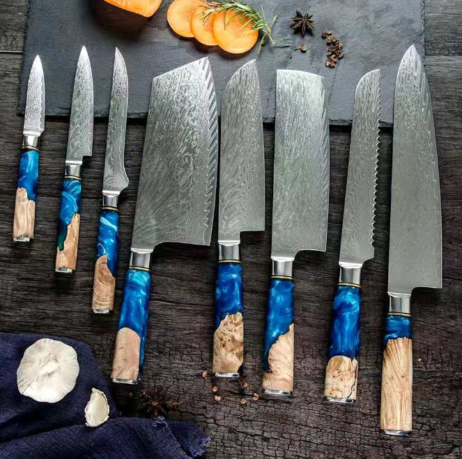 Professional Damascus Style Chef Knife Set – Premium Stainless Steel Kitchen Knives
