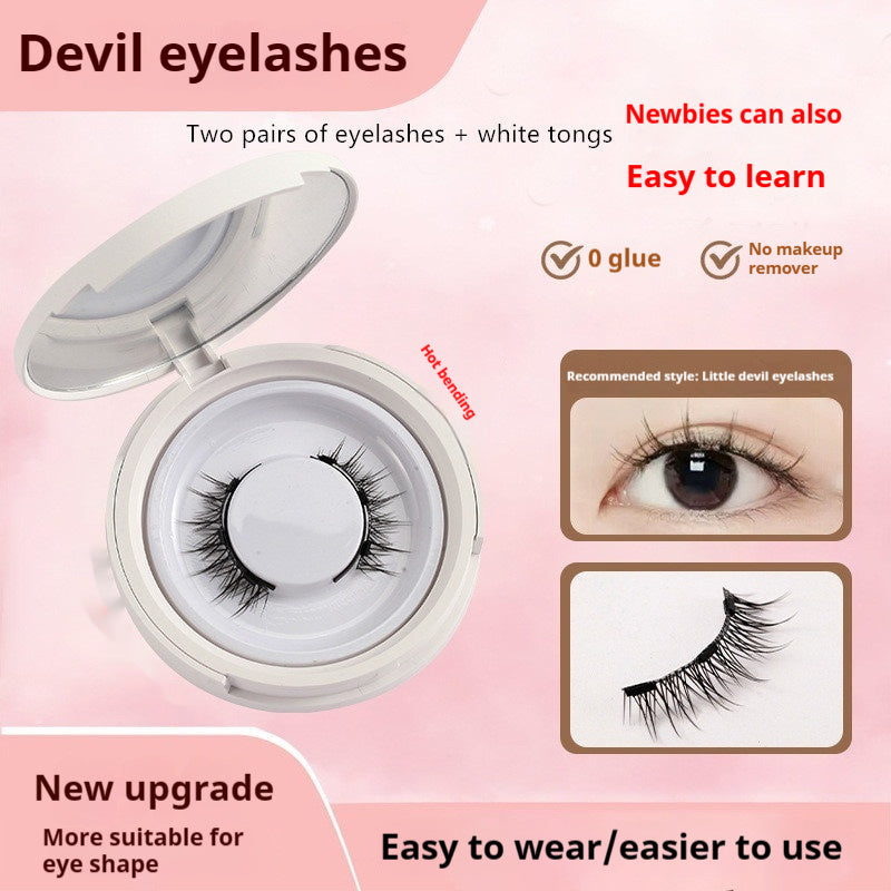 Magnetic Mink False Eyelashes — No-Glue Little Devil Style, Sizes 9–14 with Applicator Clip