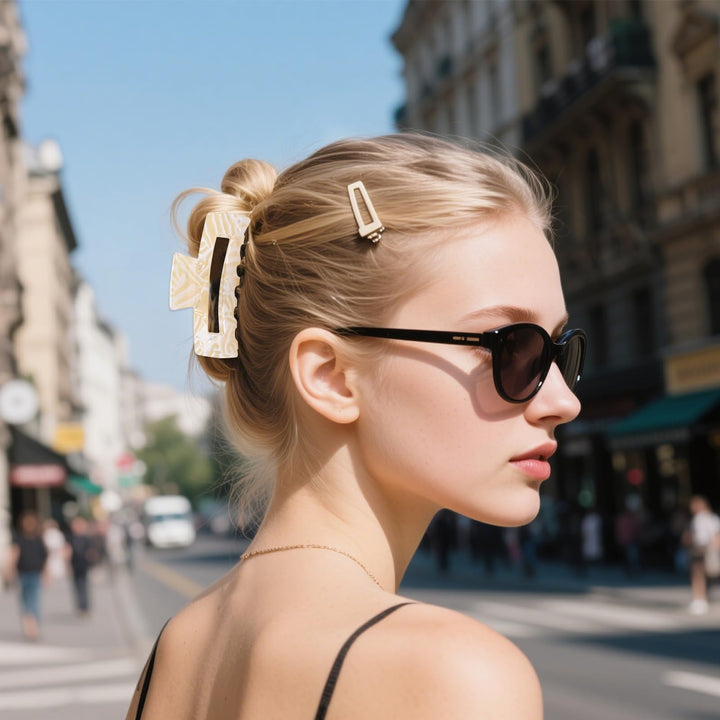 4-Piece Tortoise Acetate Hair Claw Clips — 3.15 Inch French Banana Jaw Clips, Strong Hold for Thick & Thin Hair