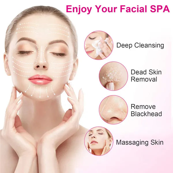 Waterproof Electric Facial Cleansing Spin Brush — 5 Interchangeable Brush Heads for Women (Pink)
