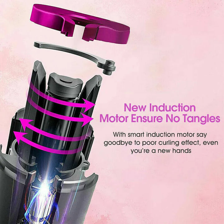 LCD Cordless Auto-Rotating Ceramic Hair Curler — Wireless Waver Curling Iron