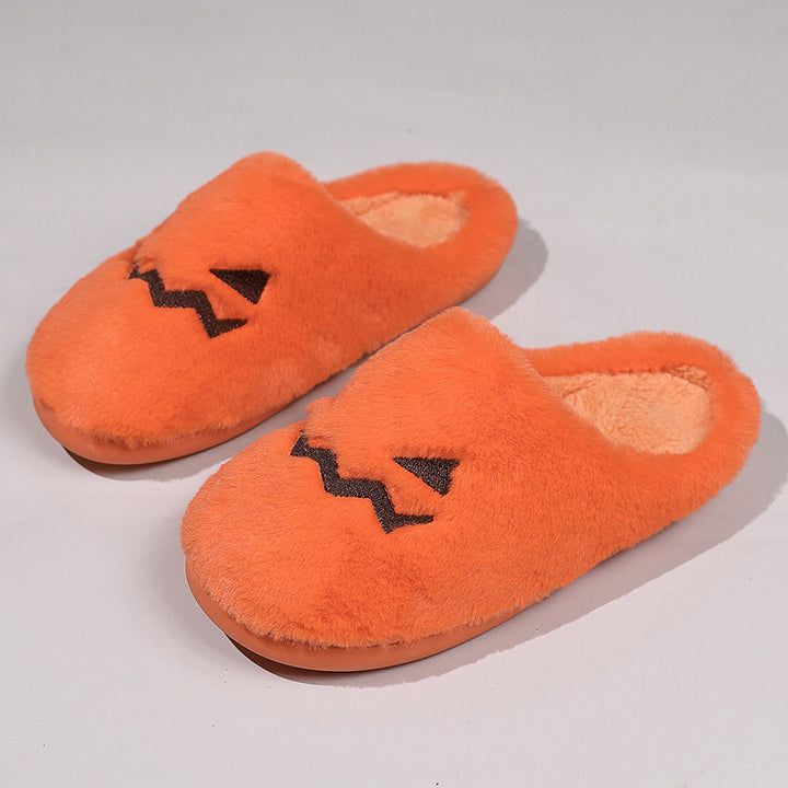 Halloween Pumpkin Plush Warm Indoor Slippers