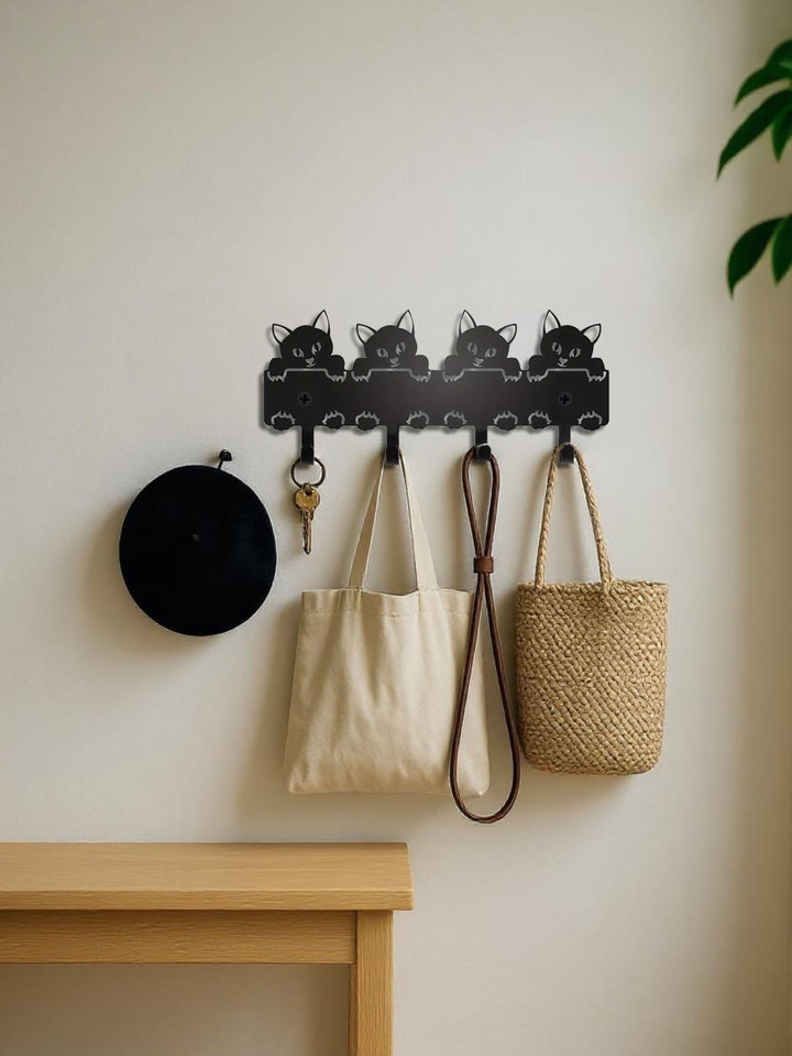 Cat Wall-Mounted Key Holder — Cute Metal Cat Key Hook for Entryway, Home & Office Organisation