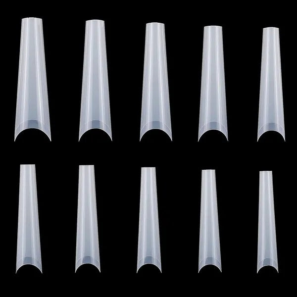 500-Piece C-Curve Half Cover False Nail Tips — Extra Long French Nail Extensions, Salon Value Pack