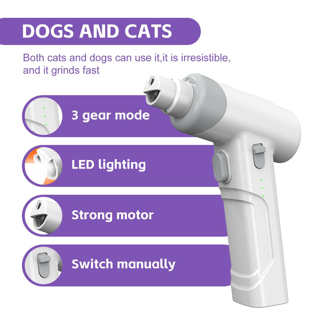 LED Pet Nail Grinder – Low Noise Electric Dog & Cat Nail Trimmer