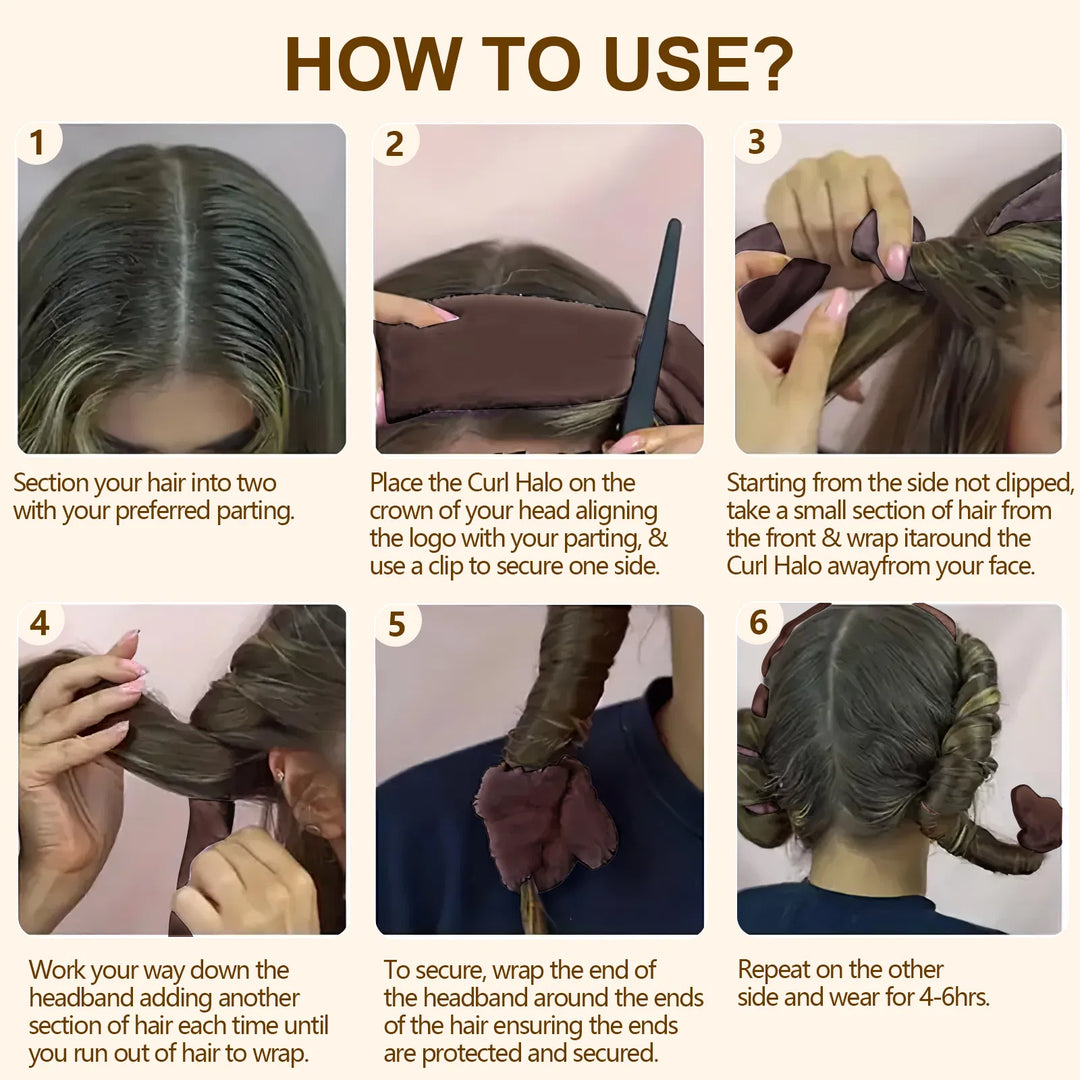 Satin Heatless Hair Curler — Overnight DIY Soft Wave Curls for All Hair Types (Brown)