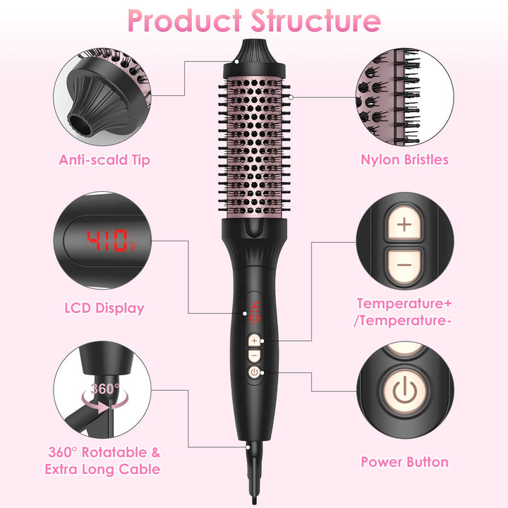 3-in-1 Thermal Hair Curler Brush — Straightener, Curler & Volume Brush, 10 Heat Levels, 30s Fast Heat