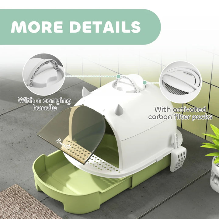 Covered Cat Litter Box with Drawer & Deodorizing Filters – Enclosed Kitty Toilet