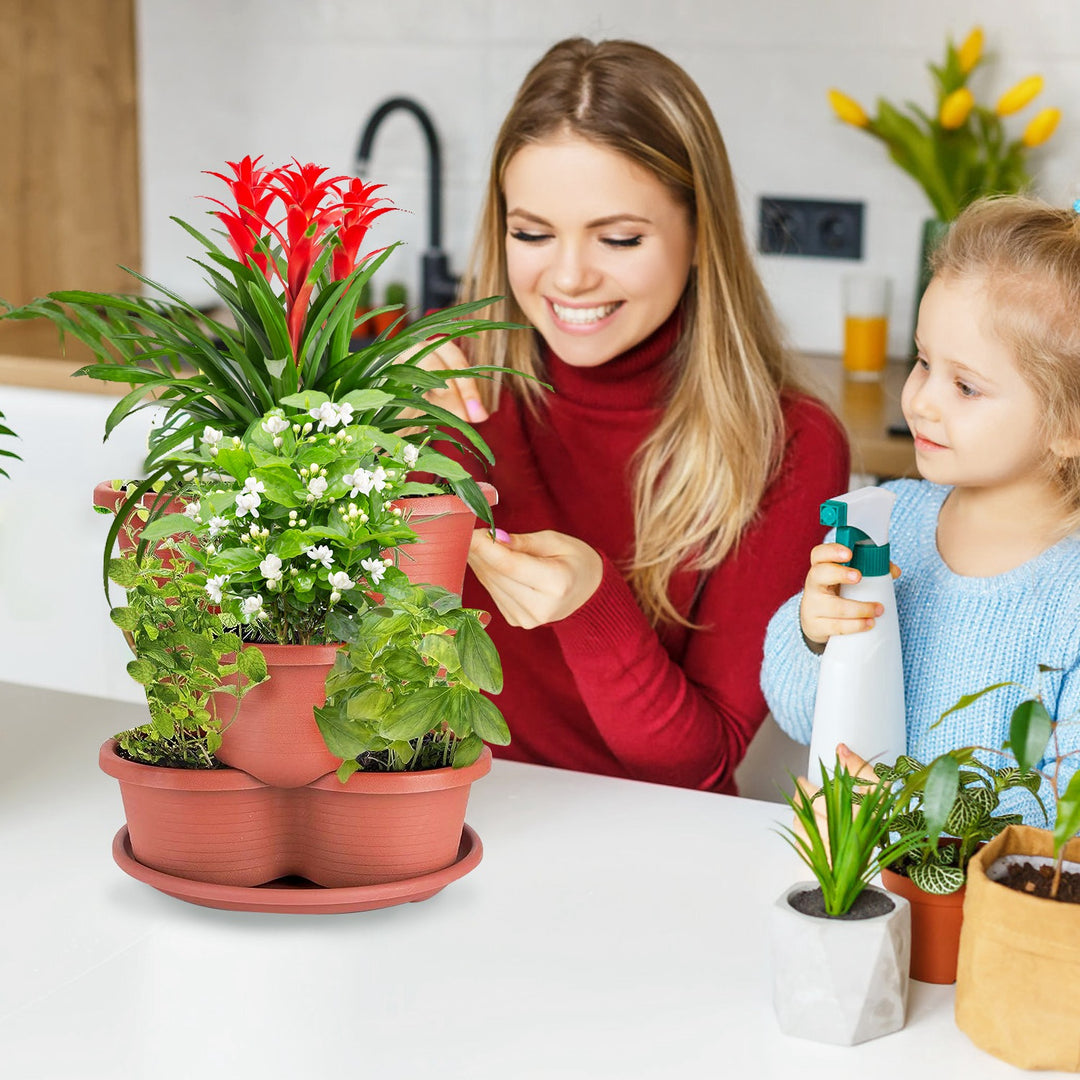 5-Tier Vertical Stackable Garden Tower Planter — Space-Saving Pot for Strawberries, Herbs, Flowers & Vegetables (Red)