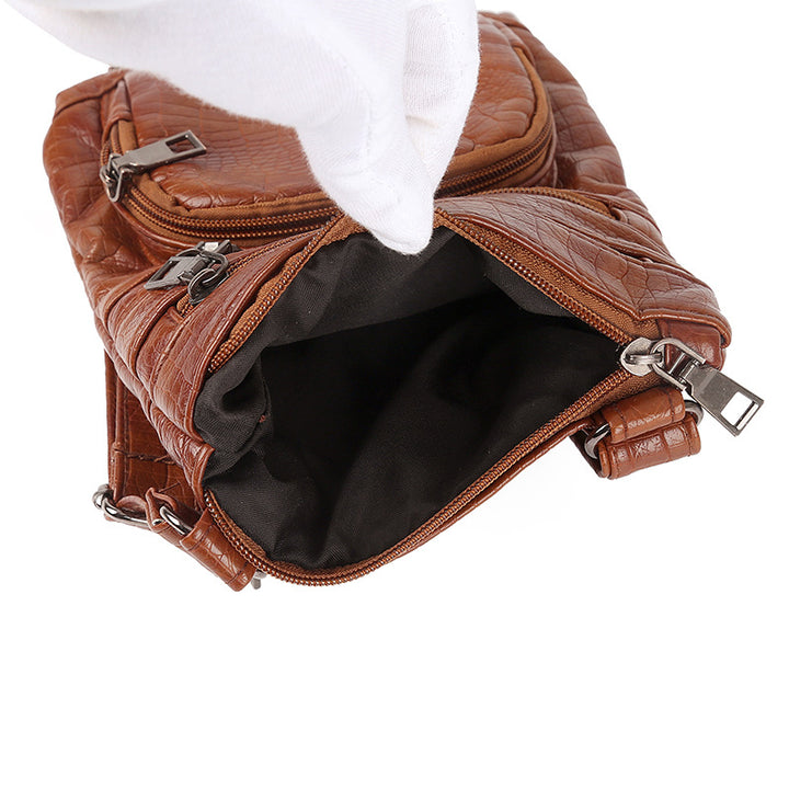 Vintage PU Leather Crossbody Messenger Bag – Women’s Multi Pocket Shoulder Bag