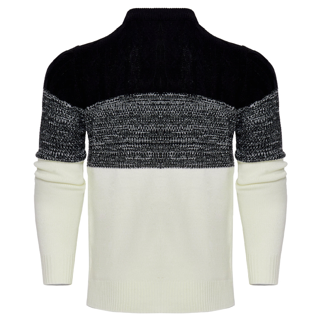 Men's Casual Color Block Long Sleeve Cable Knit Pullover Sweater