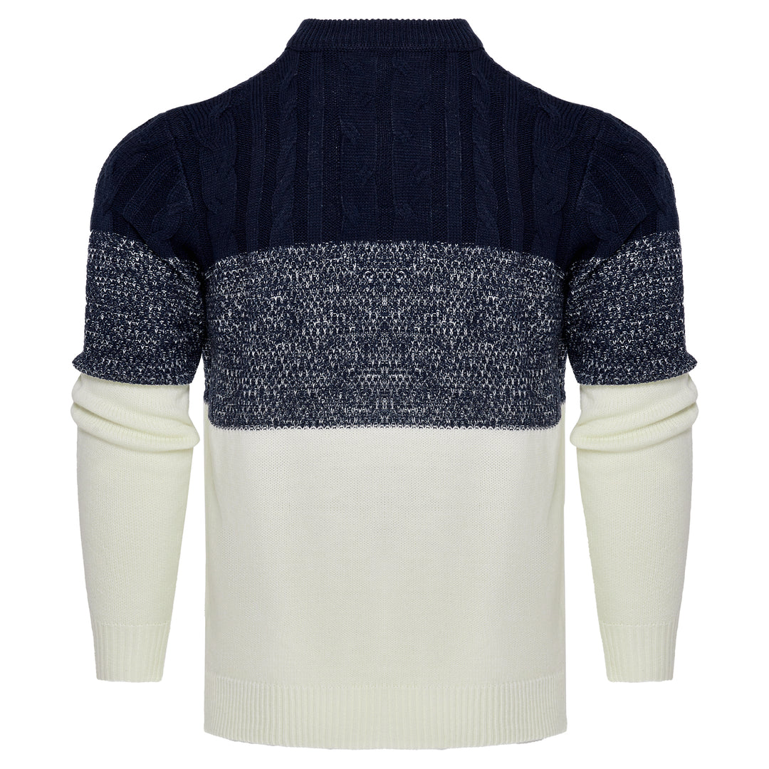 Men's Casual Color Block Long Sleeve Cable Knit Pullover Sweater