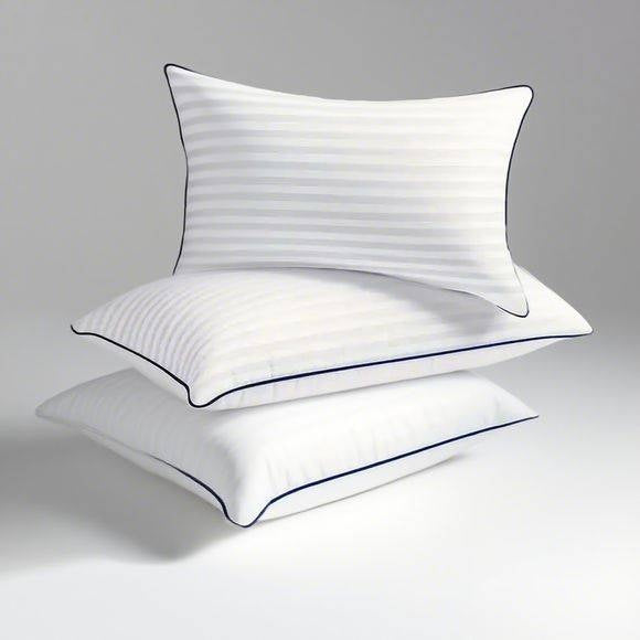 Striped Bed Pillow — Hotel-Style Classic Stripe Single Pillow for Sleeping Comfort