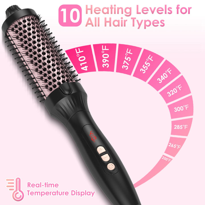 3-in-1 Thermal Hair Curler Brush — Straightener, Curler & Volume Brush, 10 Heat Levels, 30s Fast Heat