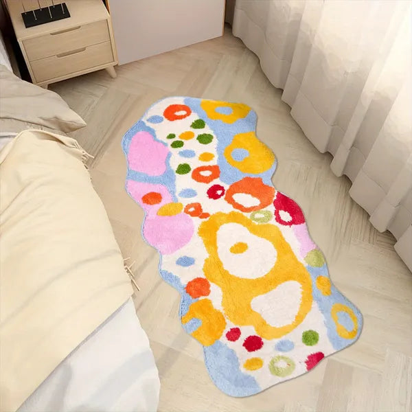 Colourful Cartoon Flower Runner Rug — Super Soft Non-Slip Quick-Drying Long Bath Mat for Bathroom, Kitchen & Bedroom